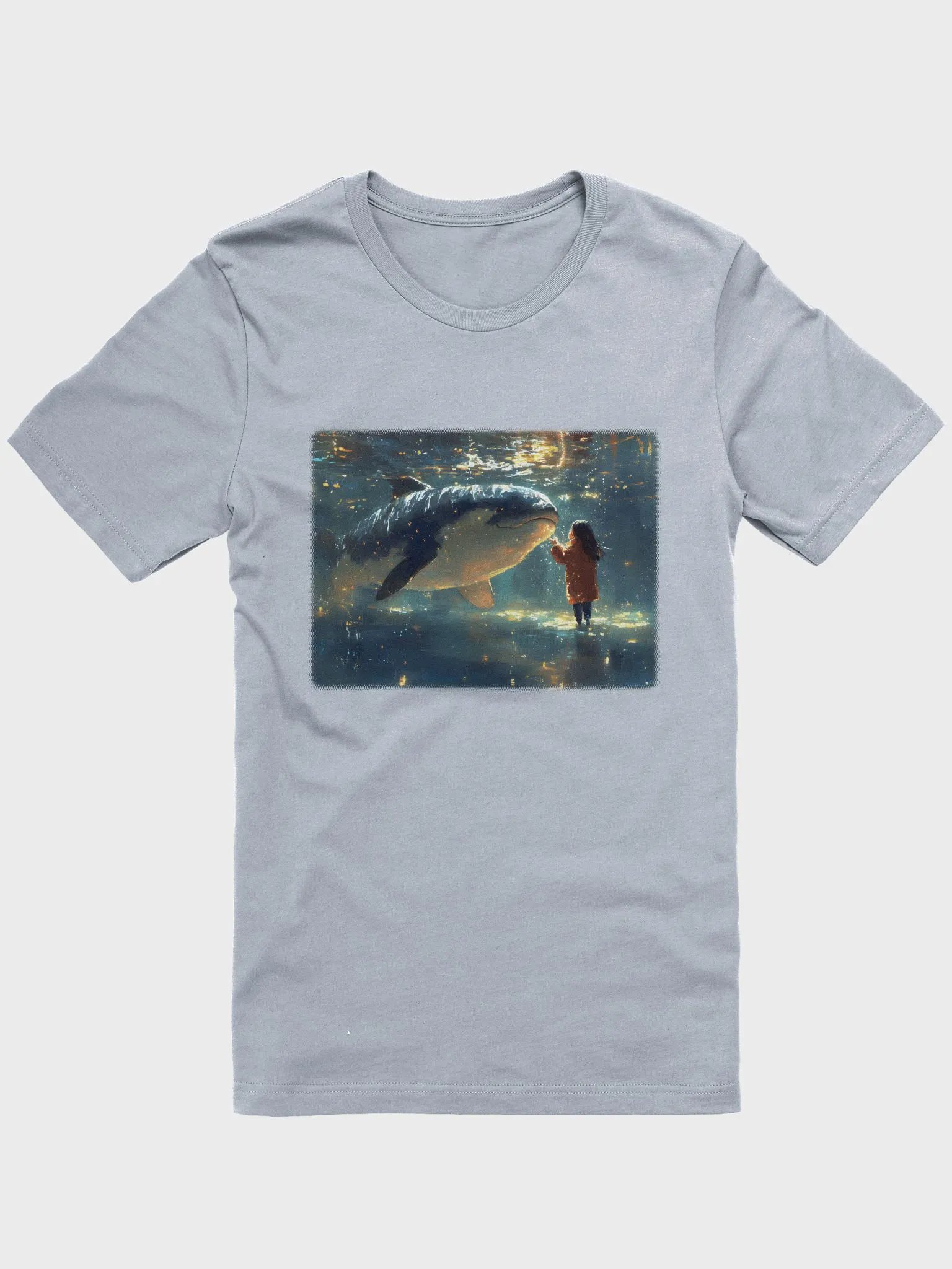 Girl talking with a cute killer whale, in the shallow waters product image (11)