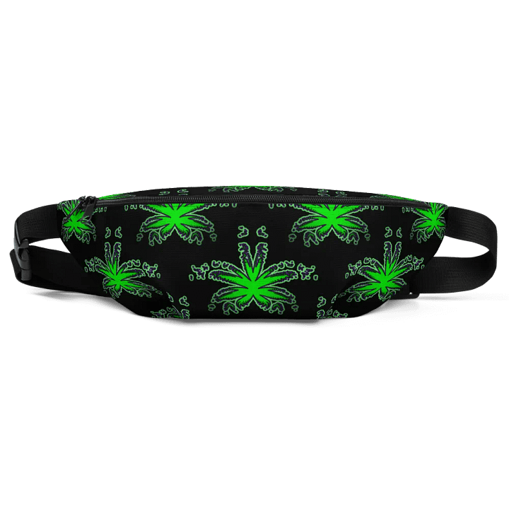 Black Green Purple Weed Leaf Fanny Pack, 420 Cannabis Bag, Stoner Fashion Accessory product image (1)