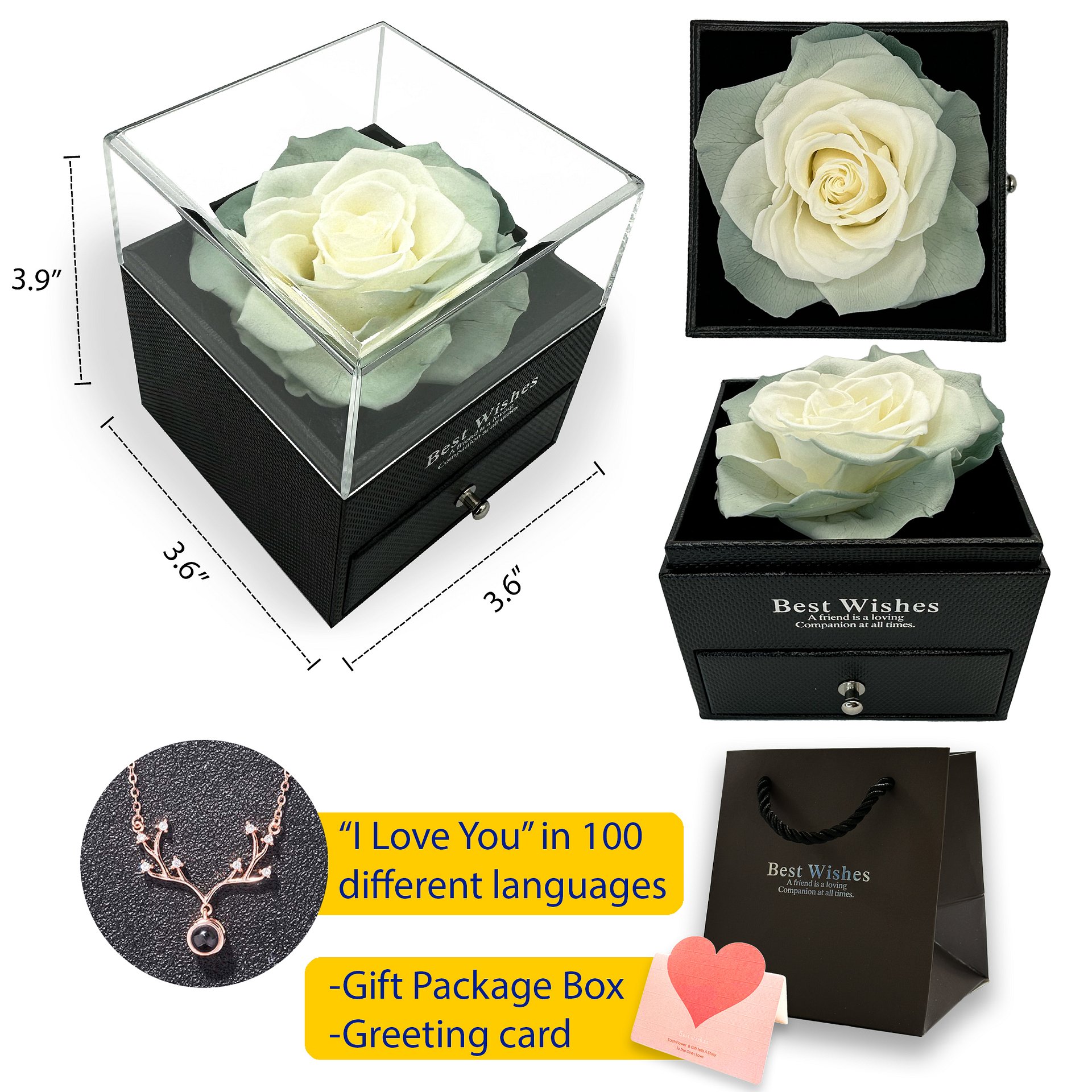 Eternal Rose Gift Box with "I Love You" Necklace (White) product image (3)