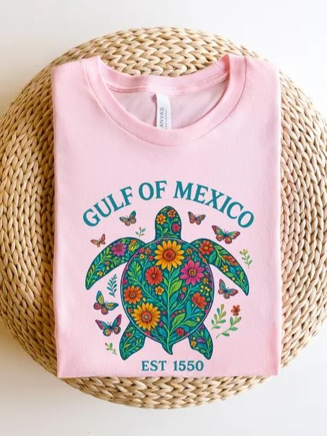 Turtle Gulf of Mexico Shirt, Gulf of Mexico Est 1550 Shirt, Subtle Anti Trump Tee, Gulf Coast Shirt, Mexican Beach Crewneck Tee product image (4)