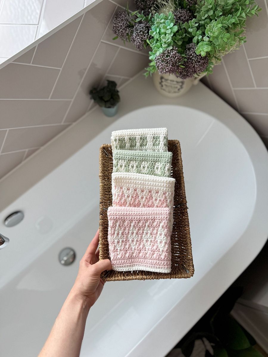 CROCHET PATTERN & VIDEO - 5 Inset Mosaic Crochet Washcloth Patterns product image (6)