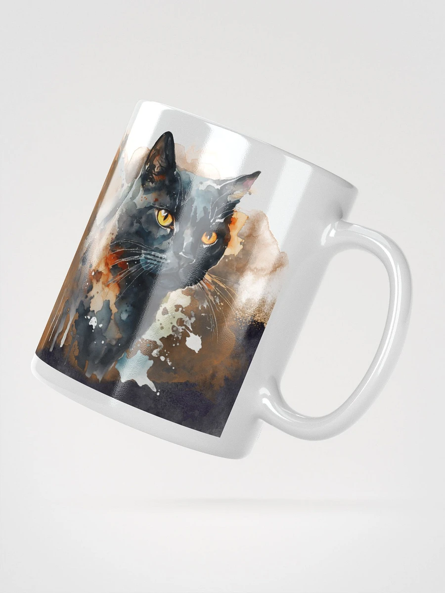 Staring Black Cat Watercolor Style Mug product image (3)