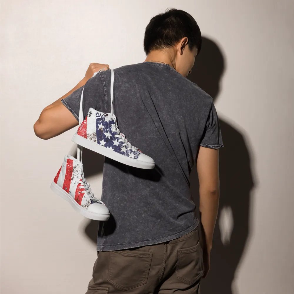 USA Flag Design _ Custom High-Top Sneakers _ Calceonova Streetwear USA product image (1)