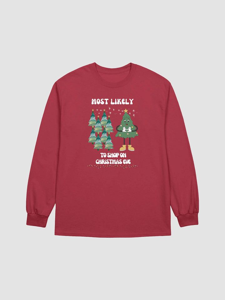 Festive Most Likely to Shop on Christmas Eve Retro Tree Character Long Sleeve Tee product image (1)