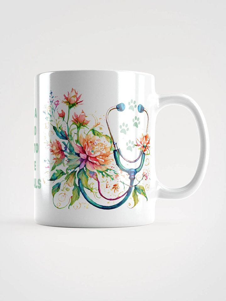 "Stethoscope with flowers and animal paw prints" ceramic mug product image (1)
