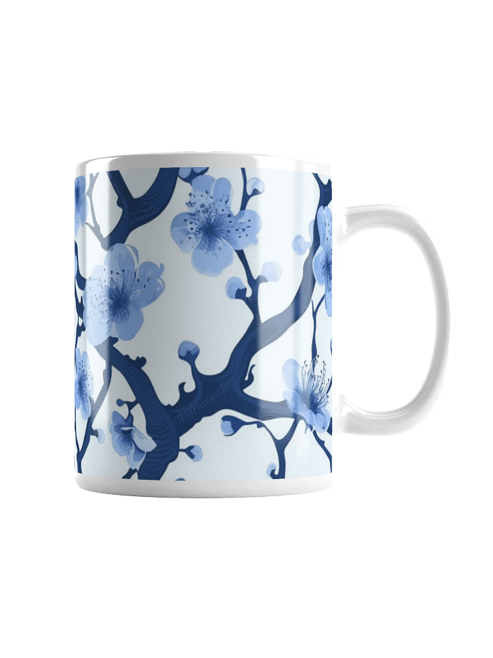 Blue and White Floral White Glossy Ceramic Mug by Treasure Pie product image (1)