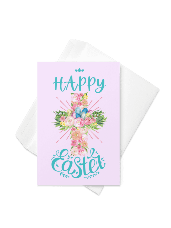 Happy Easter Floral Cross Greeting Card product image (7)