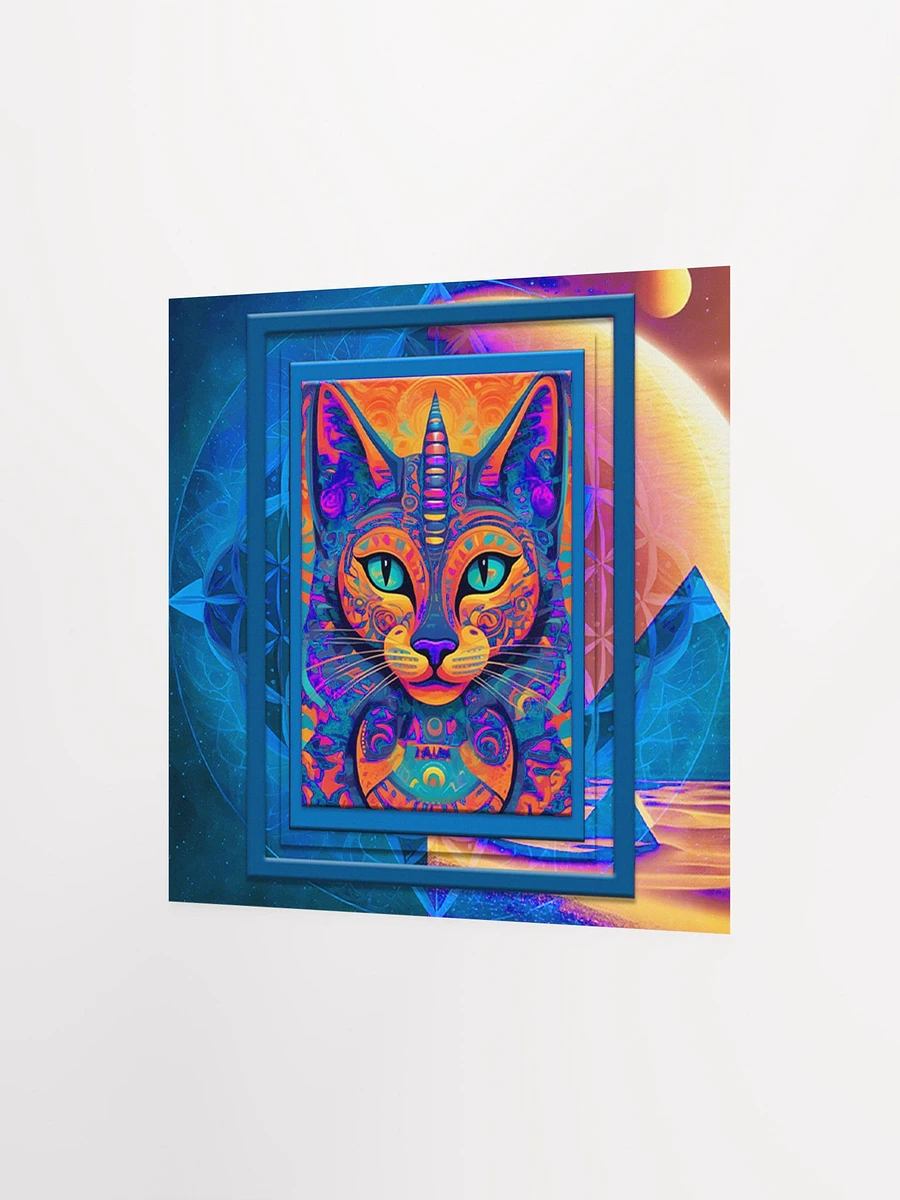 Space Cat Blue Orange Square Poster product image (5)