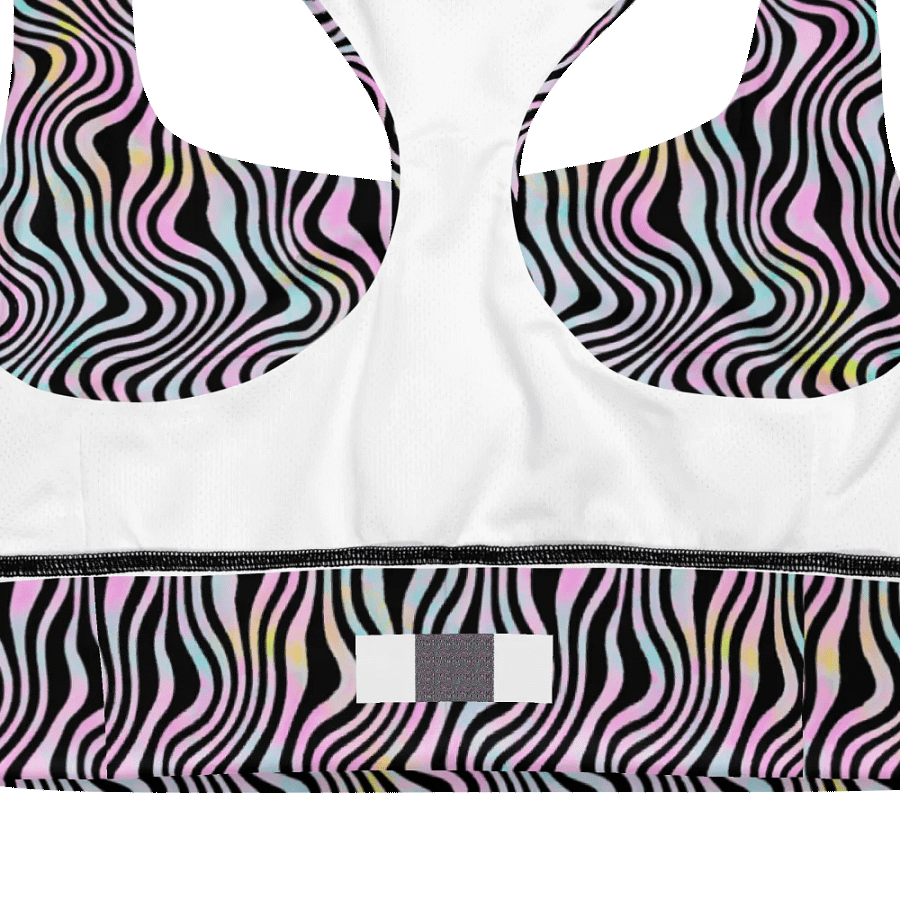 longline sports bra in wavy pink black and Turquoise design product image (10)