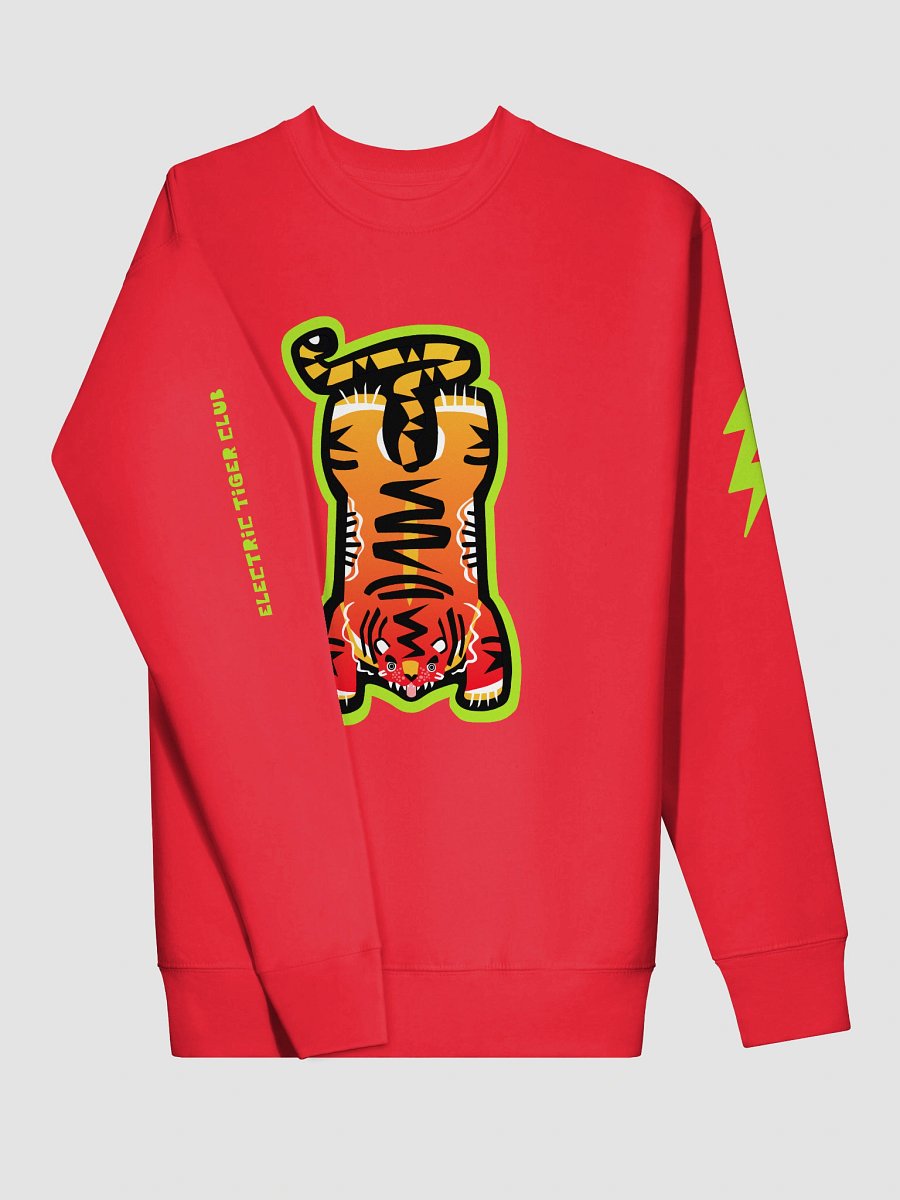 Red Electric Tiger with Lime Lightning Bolts - Cotton Sweatshirt product image (5)
