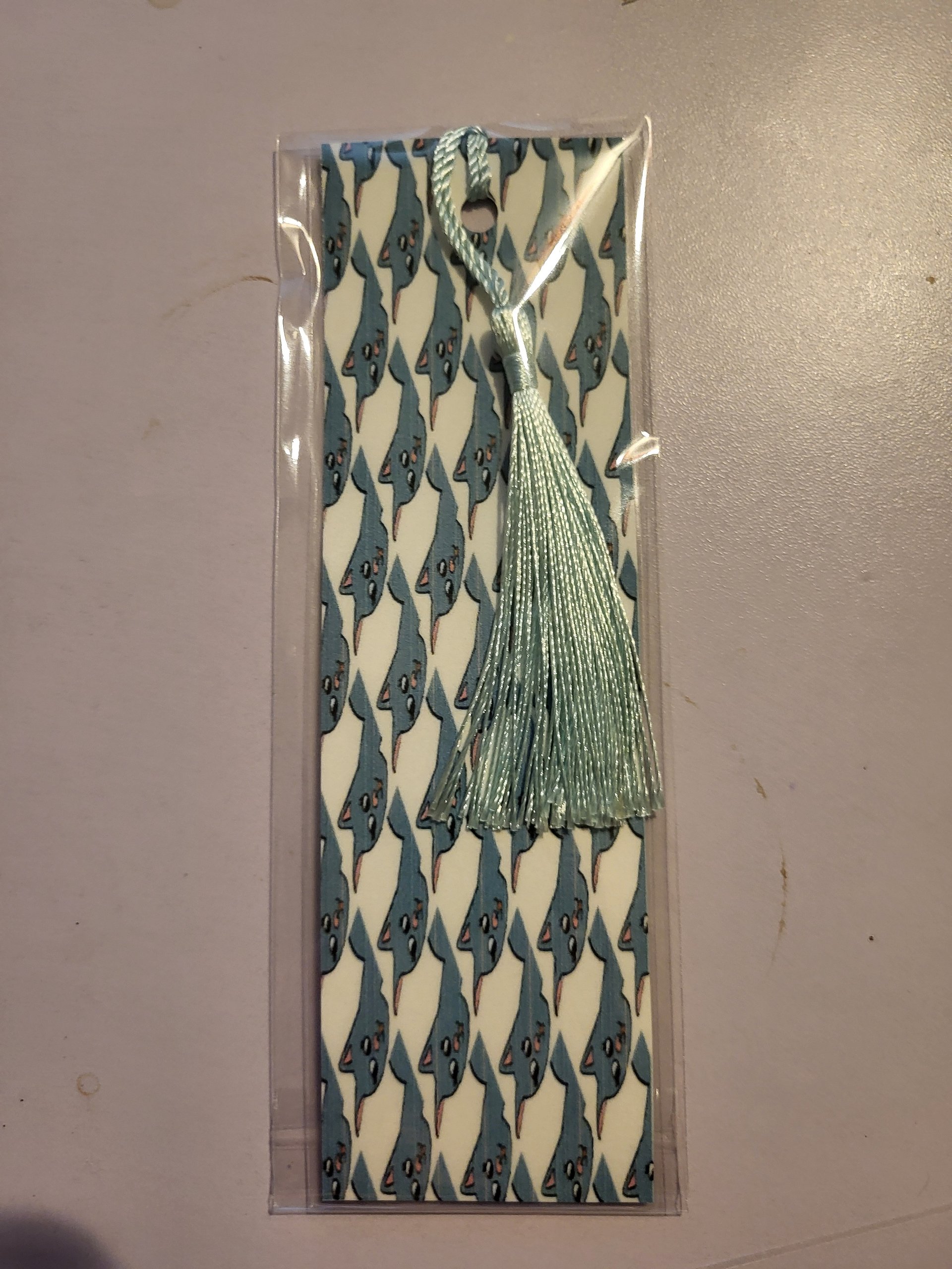 Cute Cartoon Grey Kitty Pattern Laminated Bookmark with Tassel for the Cat Loving Book Reader in Your Life product image (2)
