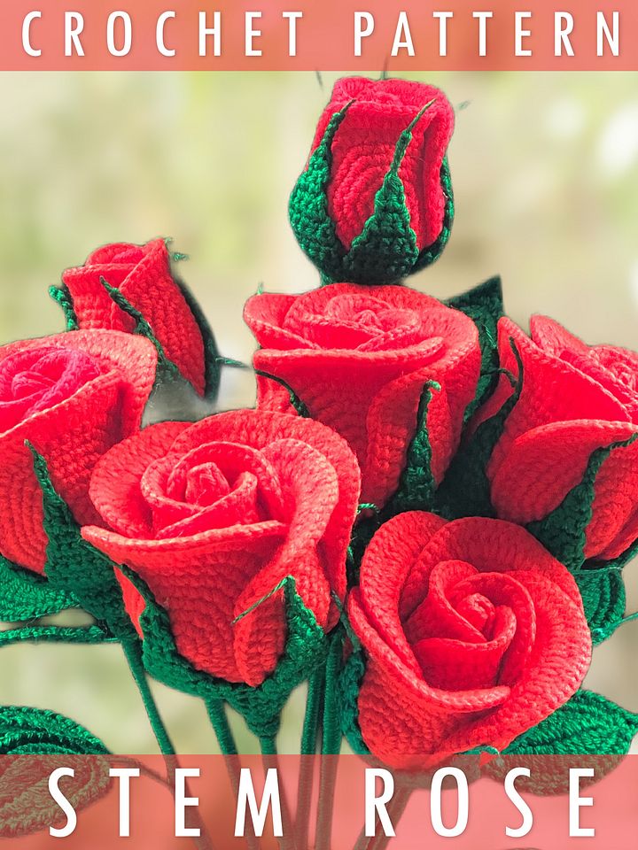 Long Stem Rose Crochet Pattern product image (1)