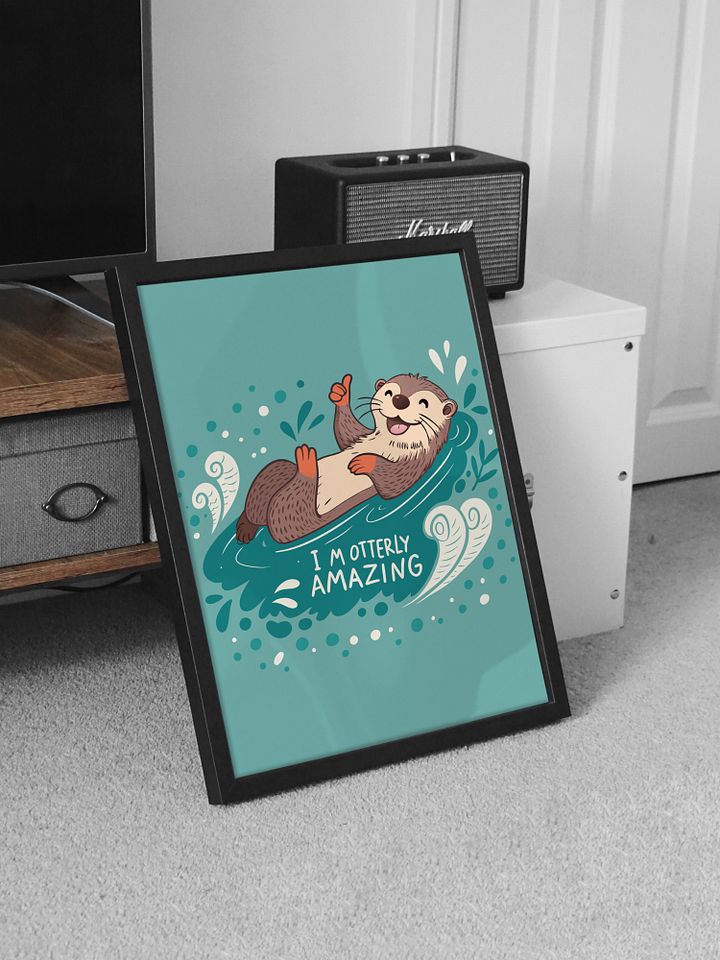 I'm Otterly Amazing Wall Art Print – Cheerful River Otter Design with Playful Vibes and Custom Flourishes for Animal Lovers product image (2)