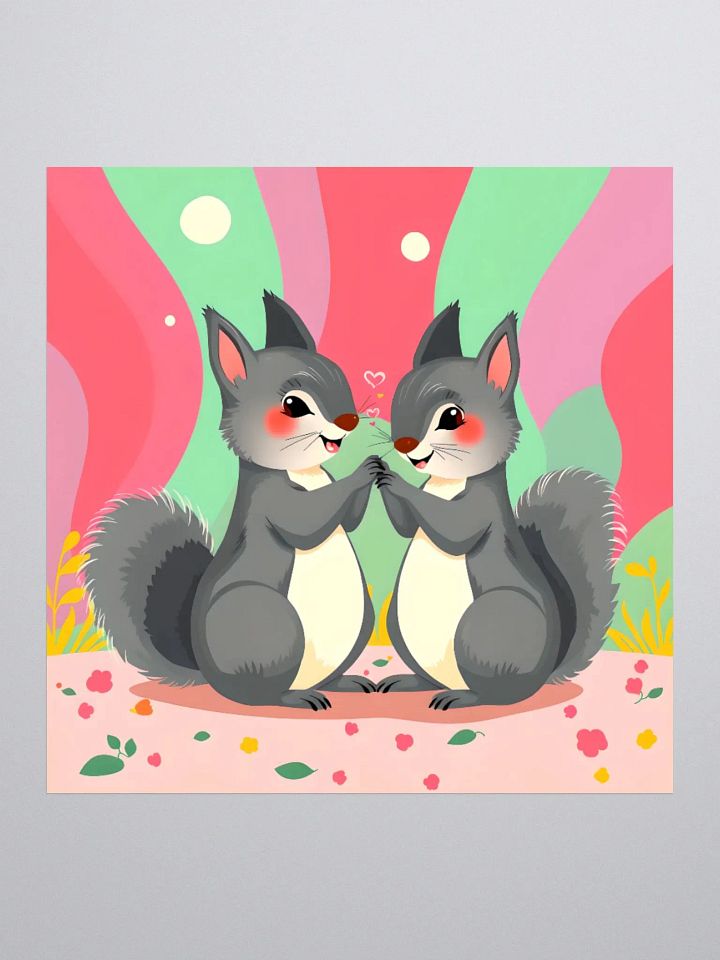 Playful Squirrel Love Kiss Cut Stickers product image (3)