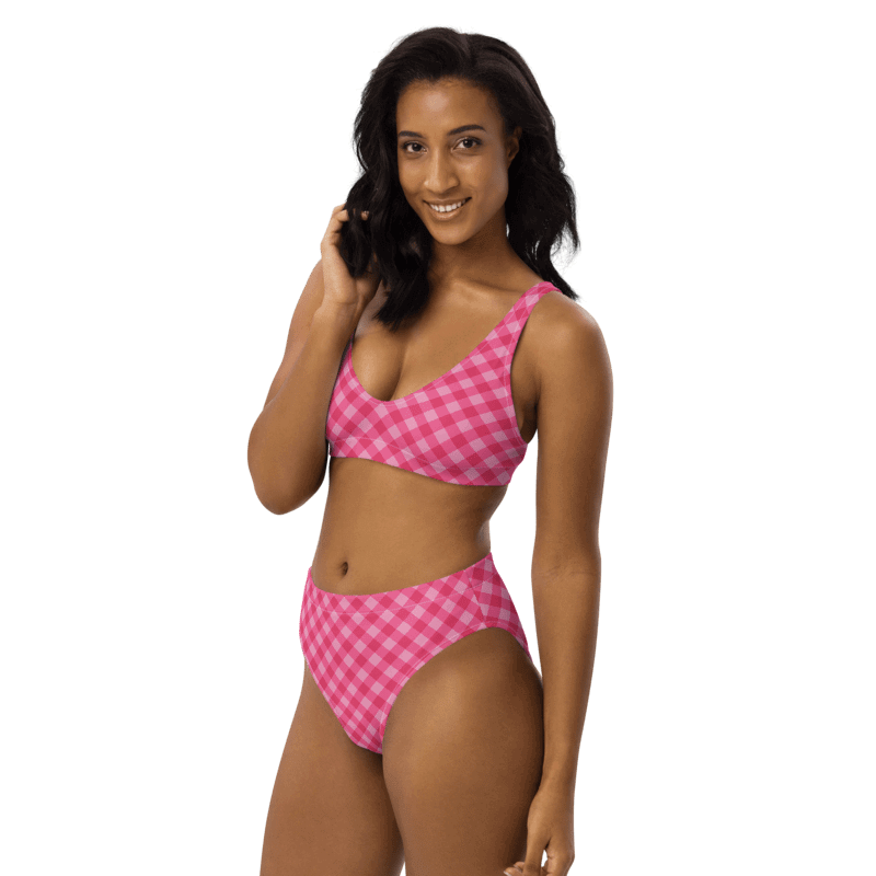 Bright Pink Checkered Plaid Bikini product image (3)