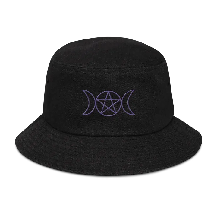 Protection Goddess Denim Embroidered Bucket Hat product image (1)