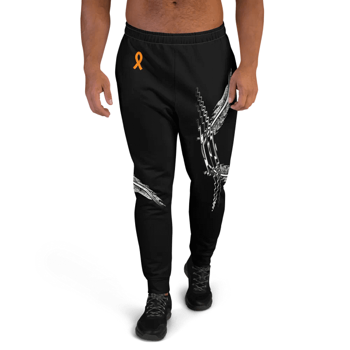 White HApex Gear White Logo Cancer Awareness Orange Ribbon. Black Recycled Men's Joggers product image (2)