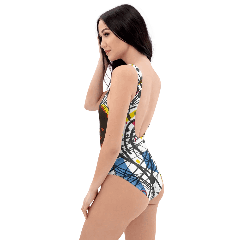 Abstract Lithographic Pattern Design one piece Swimsuit - V3 product image (2)