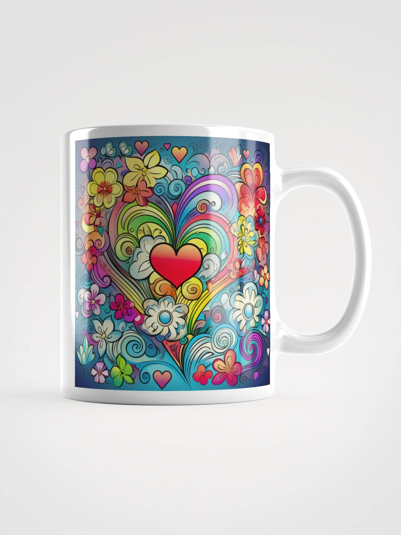 Hearts and Flowers in a Rainbow of Colors Mug product image (1)