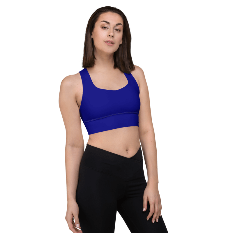 Plain Color Navy Blue Longline Sports Bra product image (4)