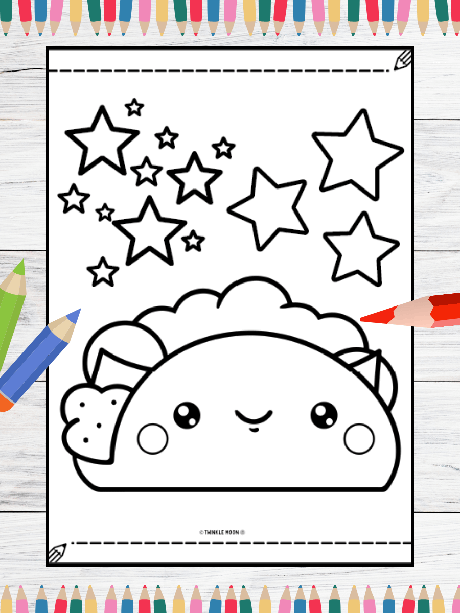 20 Cute Kawaii Food Coloring Pages#5 (PDF Coloring Pages) product image (5)