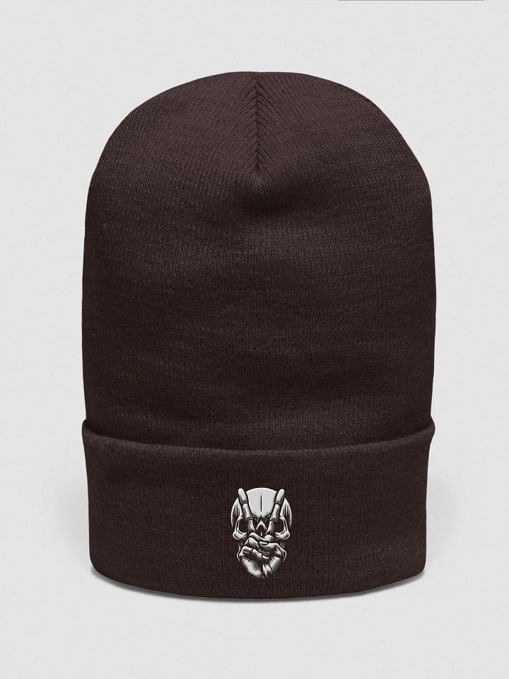 Skull Pixel Art Cuffed Beanie | AI Design peace skull image product image (2)