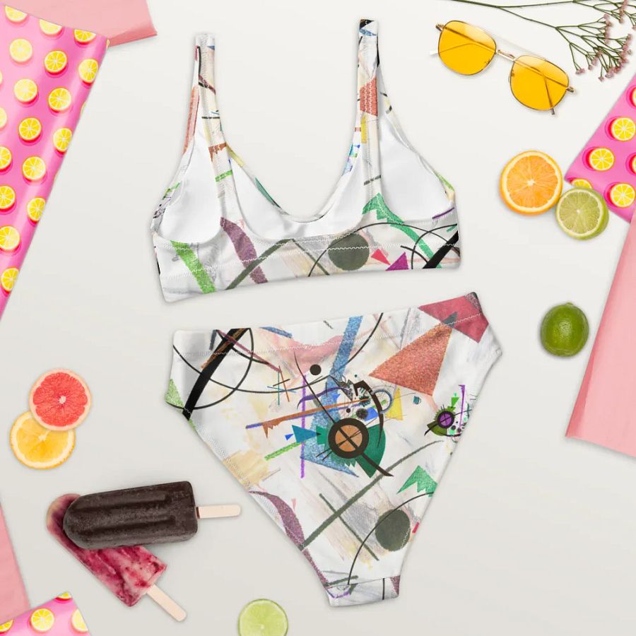 Abstract Lithographic Pattern Design High Waisted Bikini - V1 product image (7)