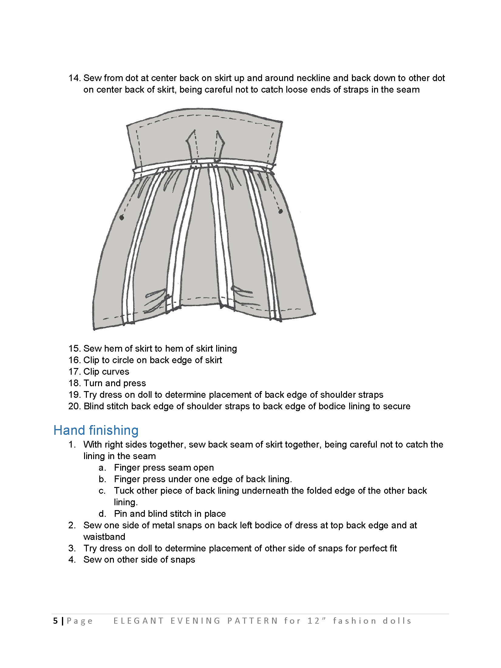 Elegant Evening sewing pattern for 12" fashion dolls product image (3)