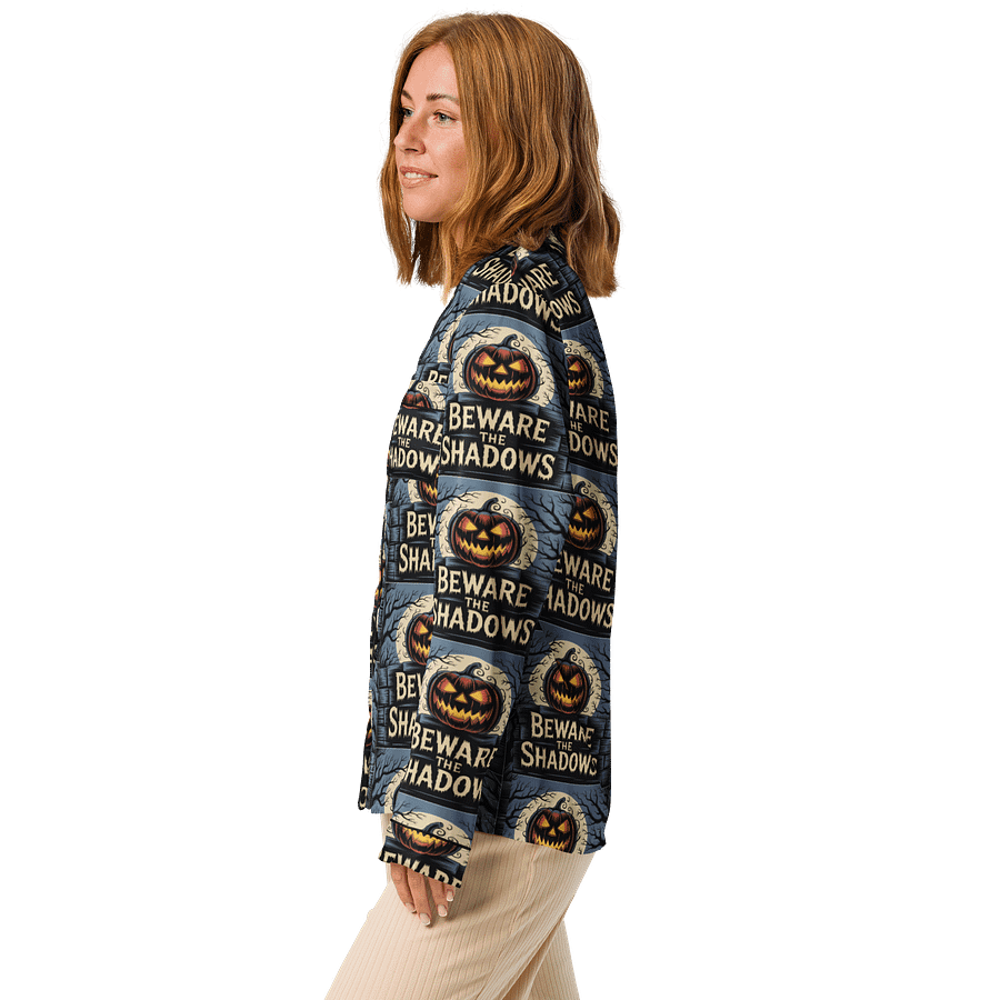 Midnight Veil Designs All-Over Print Women's Long Sleeve Pyjama Top - Beware the Shadows product image (4)
