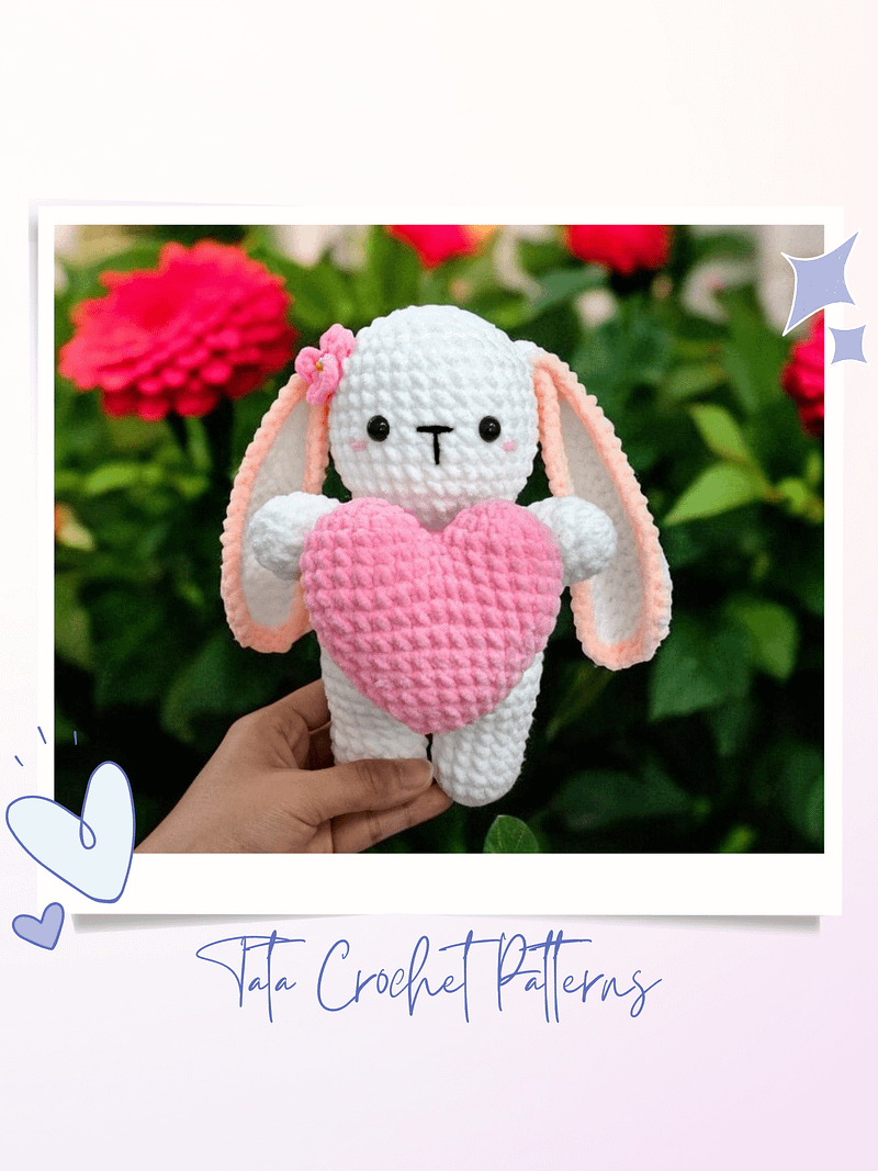Crochet Pattern - Amigurumi Bunny Holding The Heart