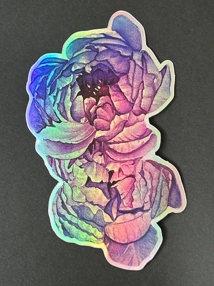 Peonies Holographic Vinyl Sticker product image (1)