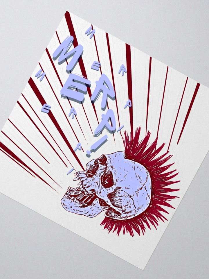 Merp Skull (Blue/Red) Kiss-Cut Sticker product image (2)