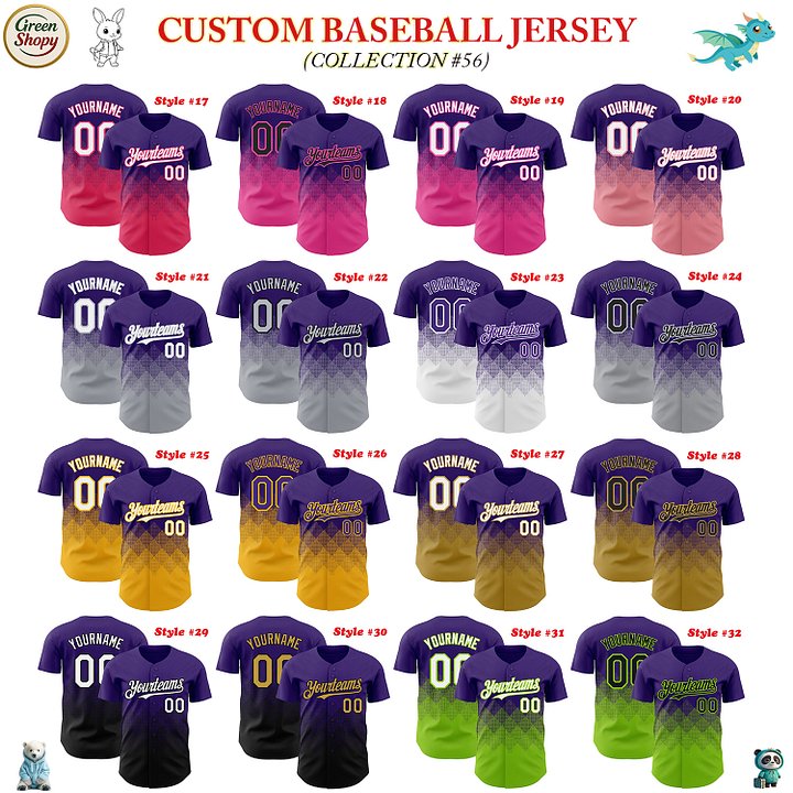 Authentic Baseball Jersey, Custom Baseball Jersey, Personalized Sport Jersey, Colorful, Number, 3D Gradient Square Shape product image (182)