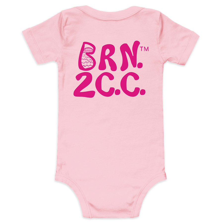 BOURNE to Cape Cod™ | Baby One-Piece with Snaps | BRN.2C.C.™ Logo Back | Ultra-Soft Cotton Bodysuit for Coastal Cuties | Vibrant Pink Logos product image (12)