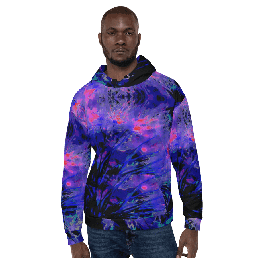 Abstract Funky Neon Dandelion Seeds Unisex Pull Over Hoodie product image (6)