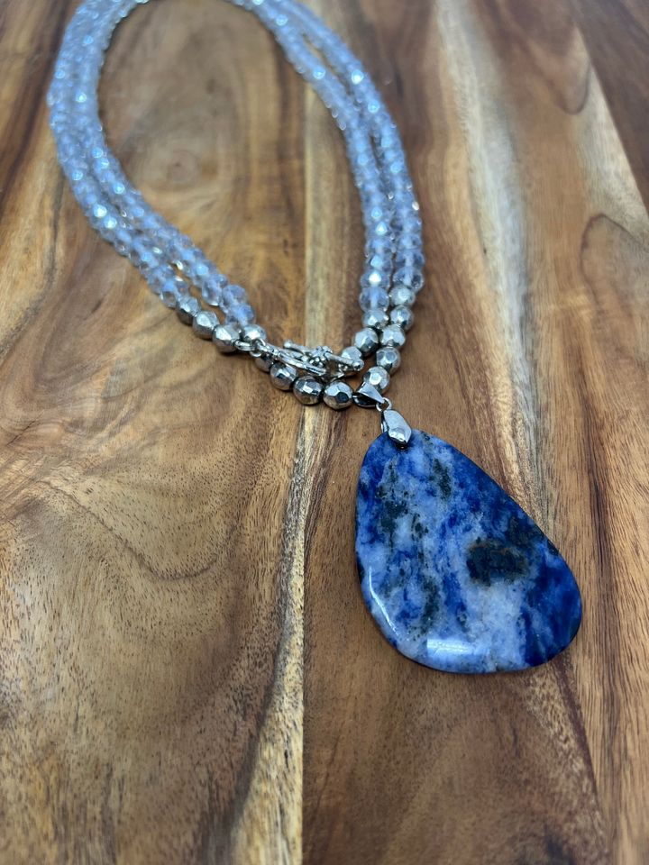 Handmade Convertible Necklace (Sodalite and Crystal) product image (1)