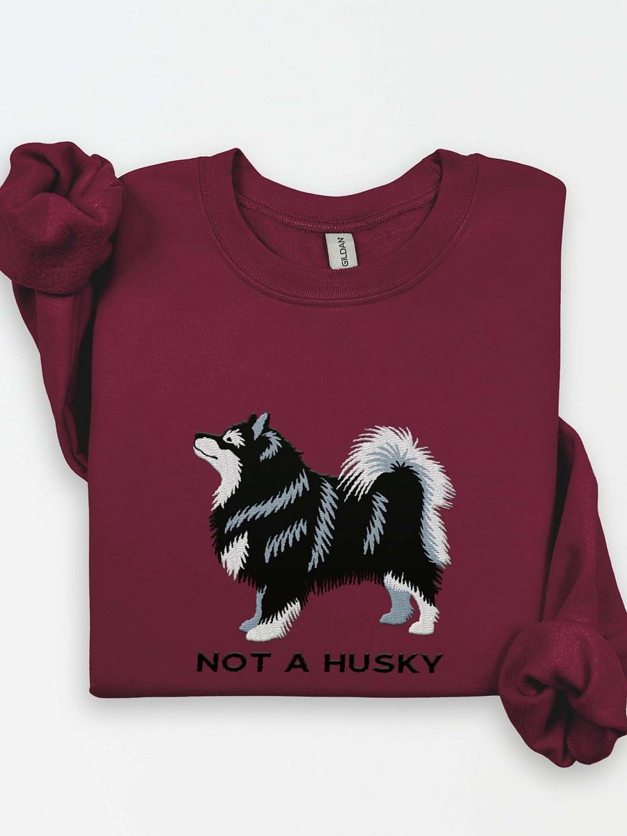 Not a Husky Sweatshirt (Embroidered) of a Finnish Lapphund(Black) product image (1)