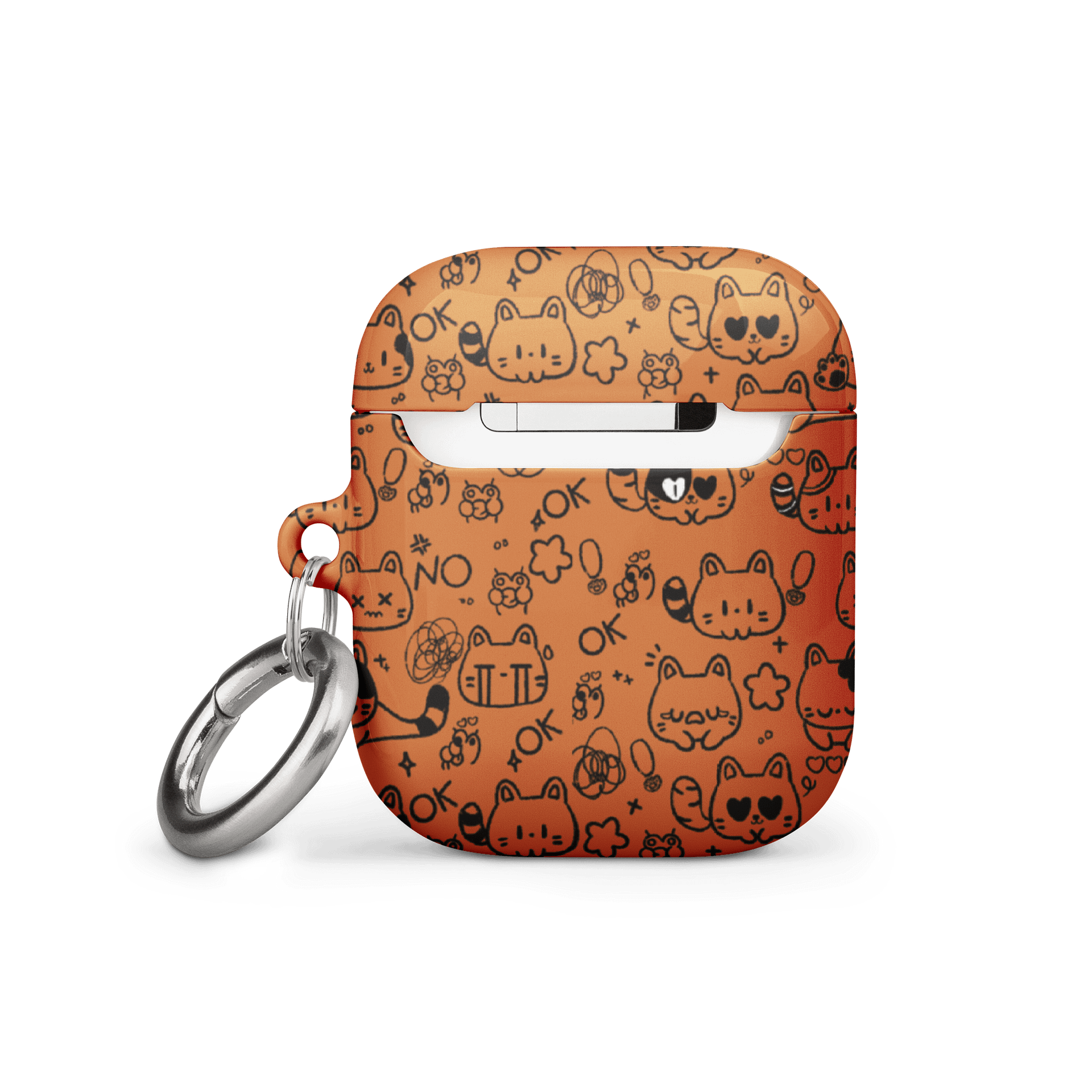 Cute Cat Doodles - Orange AirPods® Case product image (11)
