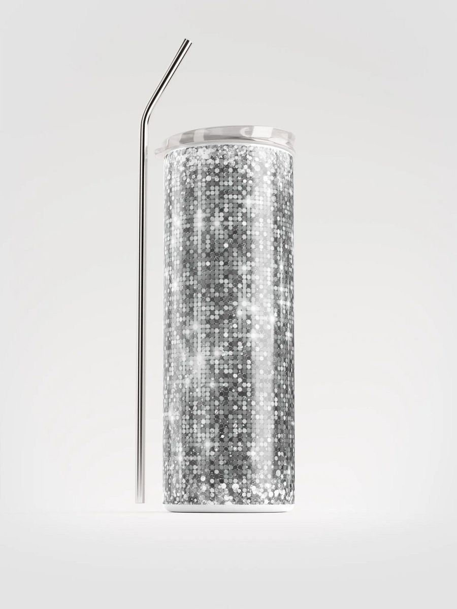 Shining Silver Glitter Stainless Steel Tumbler | Eco-Friendly 20oz with Reusable Straw product image (1)
