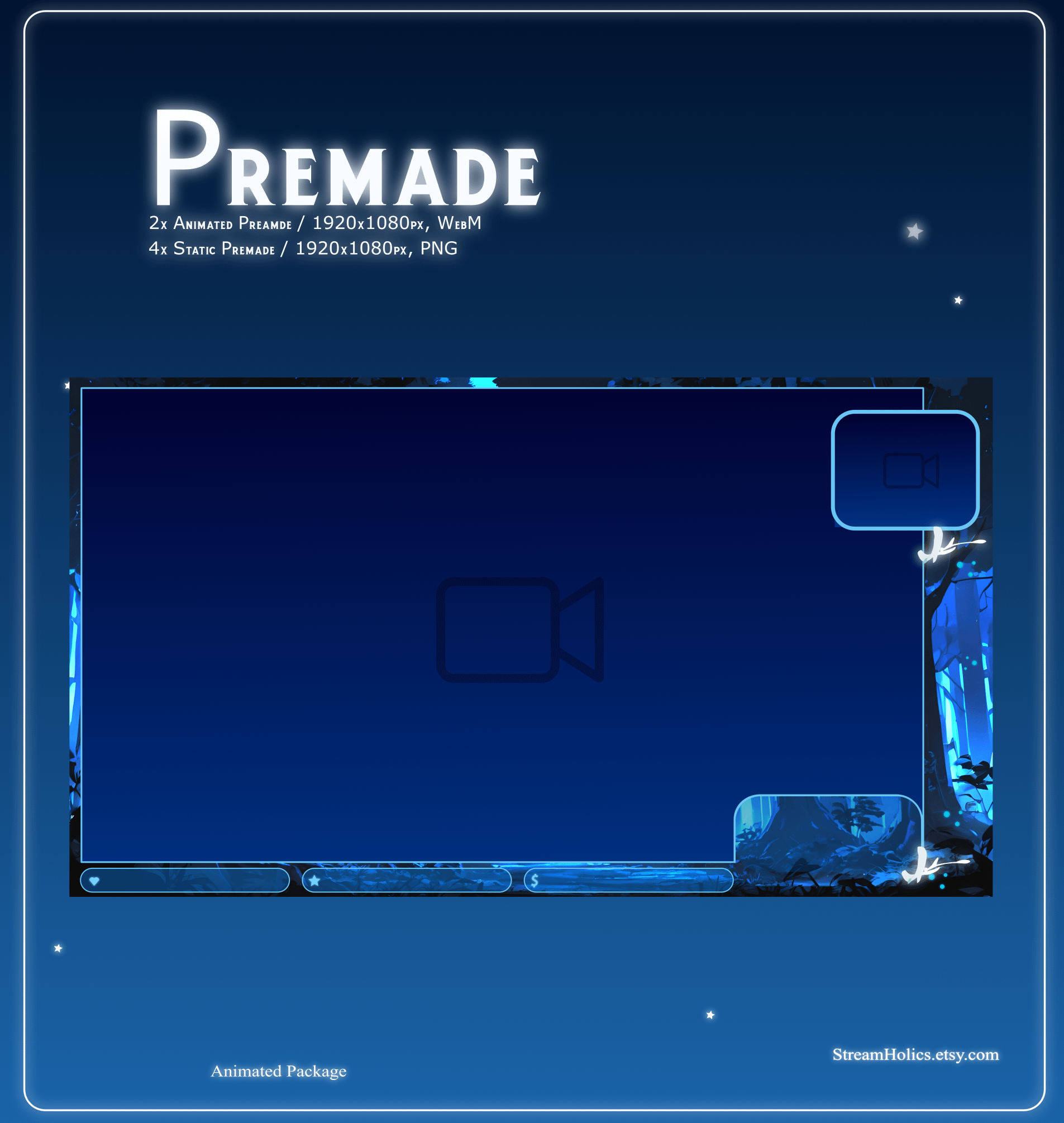 MAGICAL FOREST Stream Overlay Animated Pack, Magical Overlay Animated, Forest Stream Overlay, Horse Stream Overlay Animated, Blue Overlay product image (4)