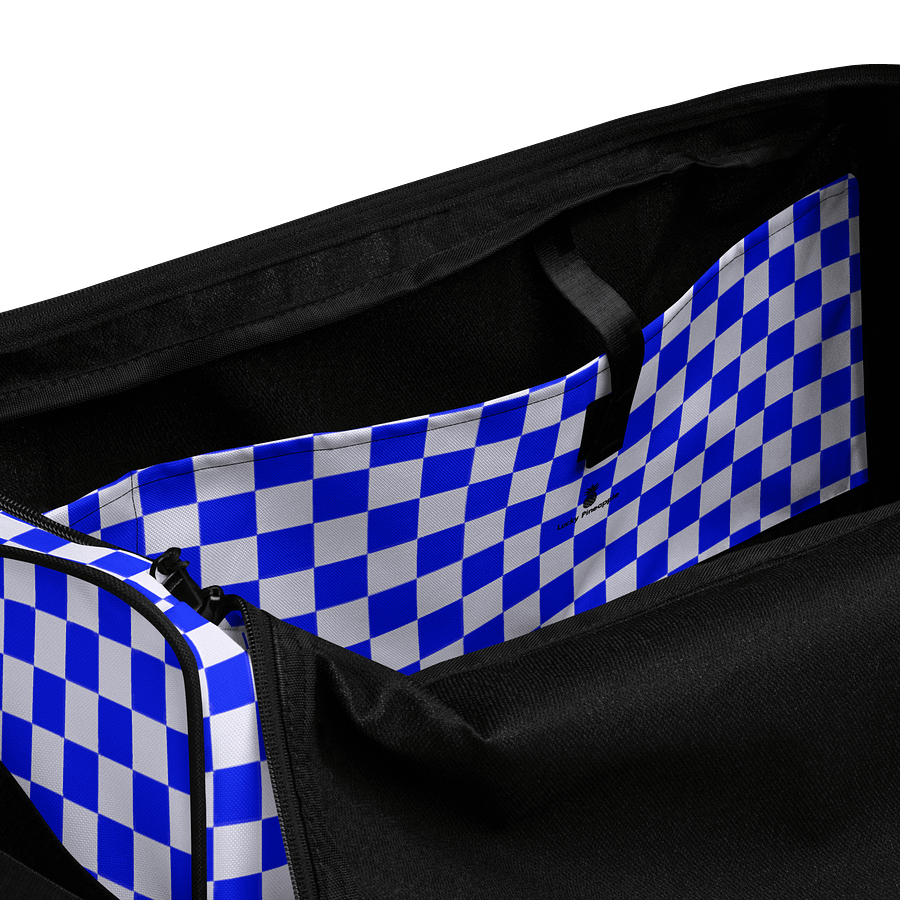 Checkered! Blue and White Checkers Duffel Bag product image (6)