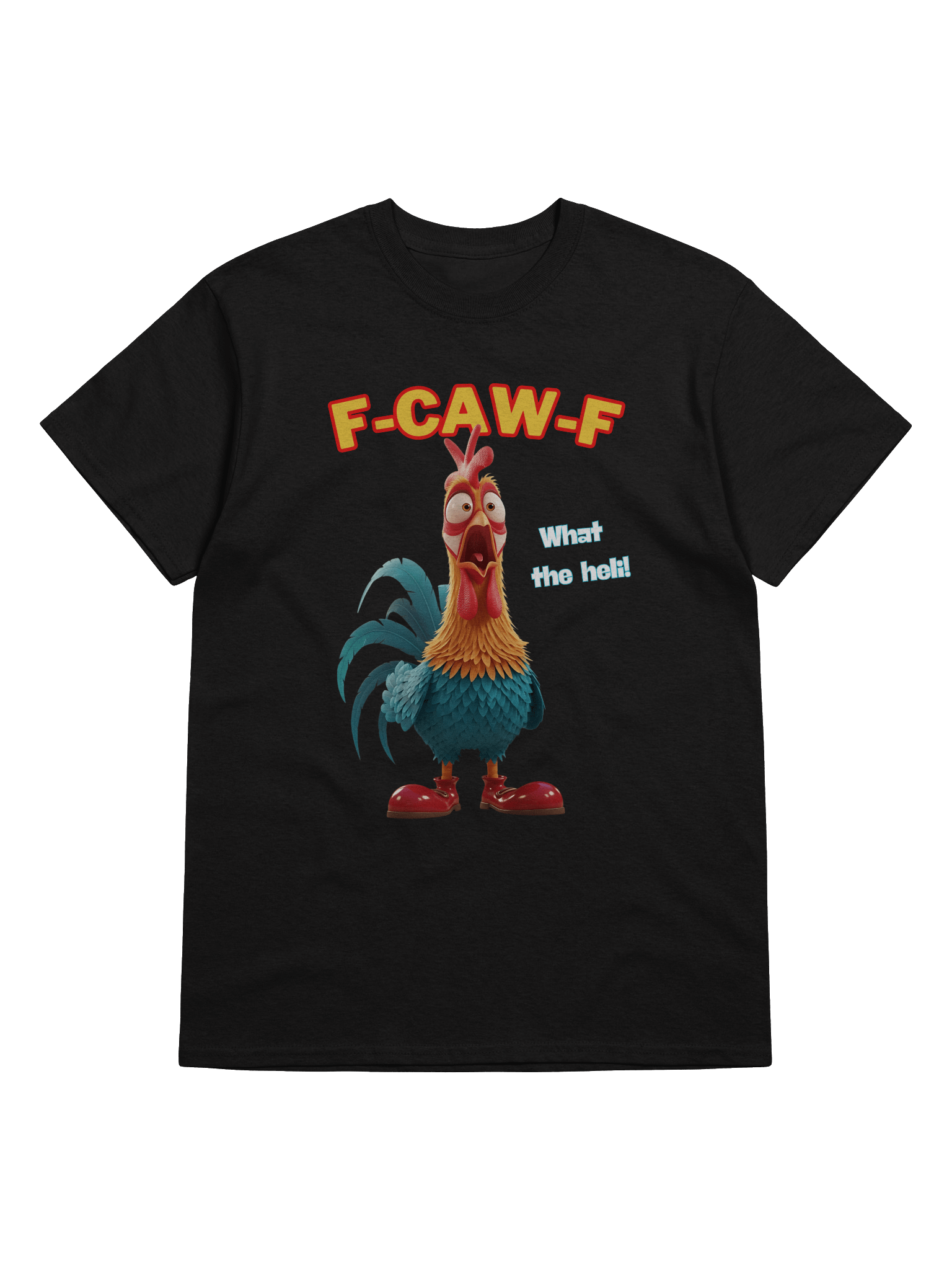 FUNNY ROOSTER T-SHIRT – BIG ROOSTER GRAPHIC TEE WITH “F-CAW-F” & “WHAT THE HELLI” SLOGANS – FARM HUMOR SHIRT, GAG GIFT product image (46)