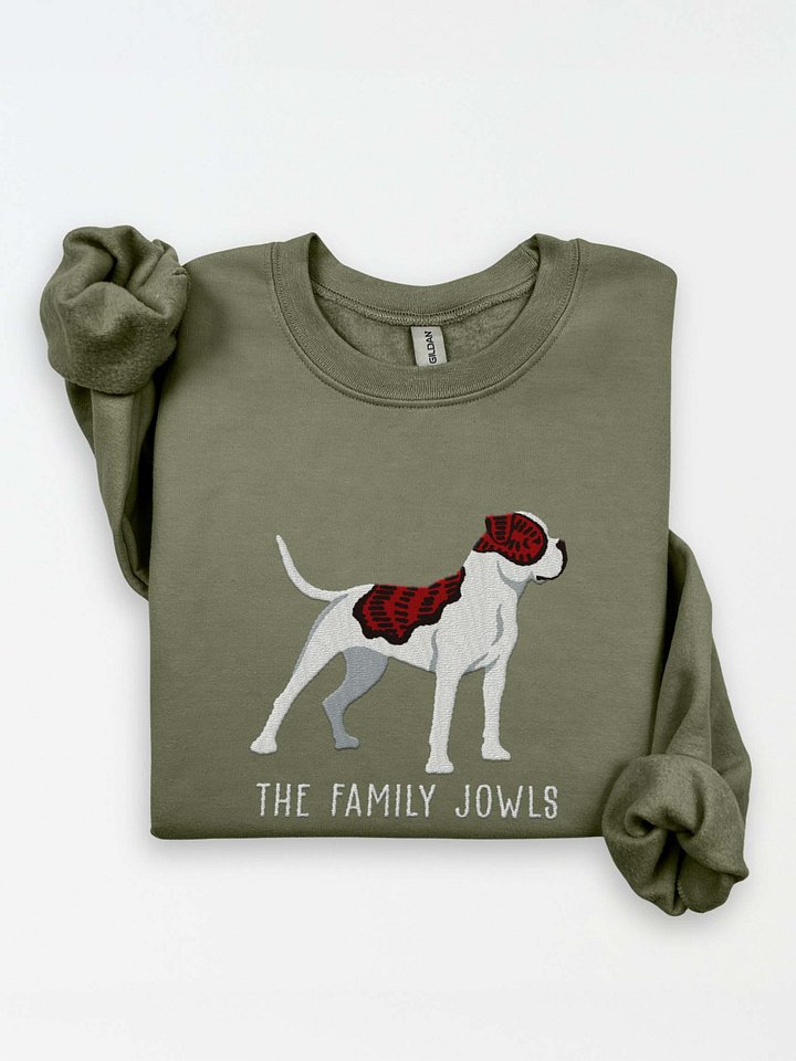 The Family Jowls Sweatshirt (Embroidered) of an American Bulldog(Brindle & White) product image (1)
