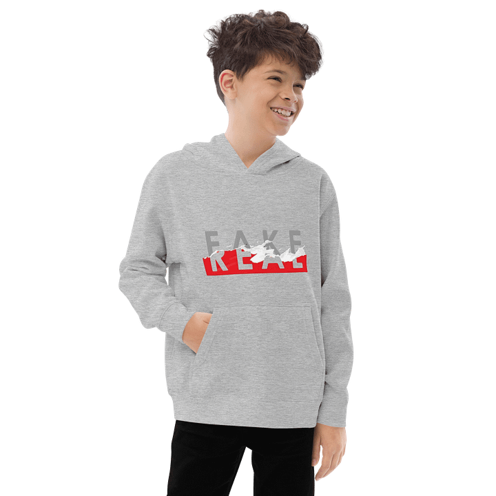 Kids Youth Pullover Fleece Fake Real Slogan product image (2)