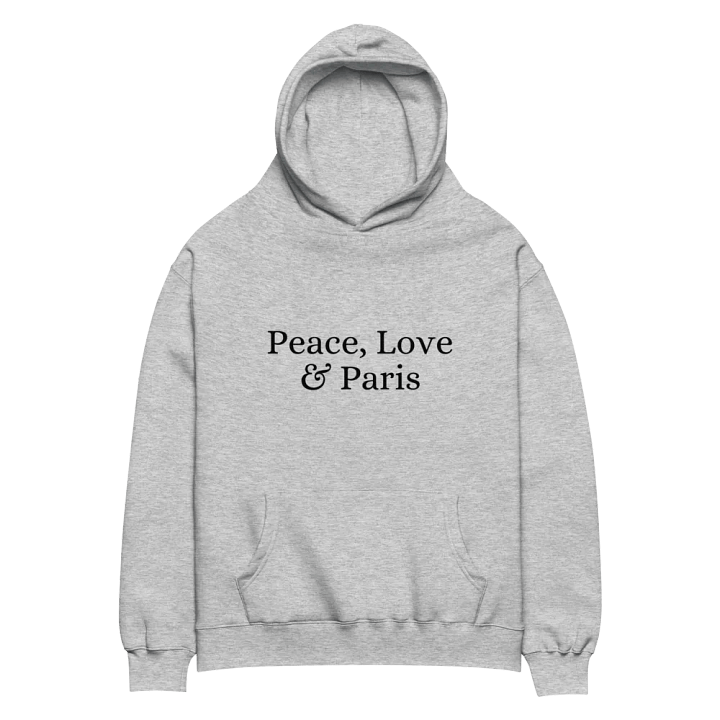 Peace, Love and Paris Unisex Oversized Hoodie | Black Ink product image (2)