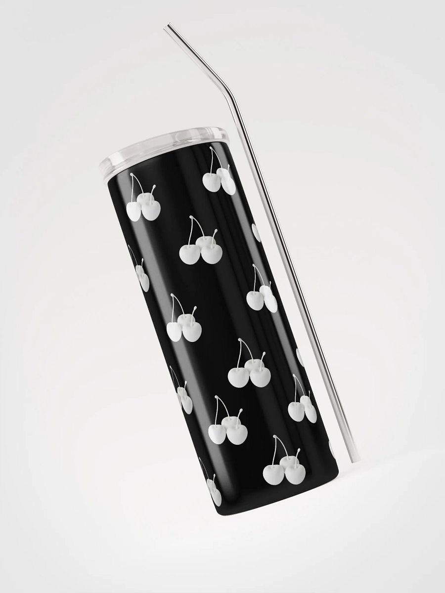 White Cherries Large Stainless Steel Tumbler with Reusable Straw product image (7)