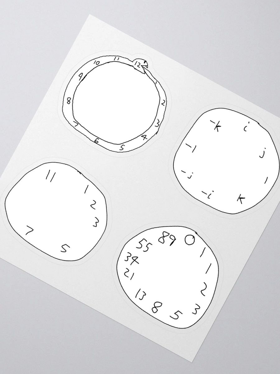 Ouroboros, Quaternion, Prime(ish), Fibonacci Clock Stickers product image (2)