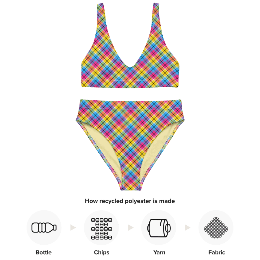 Hot Pink, Turquoise, and Yellow Plaid Bikini product image (10)
