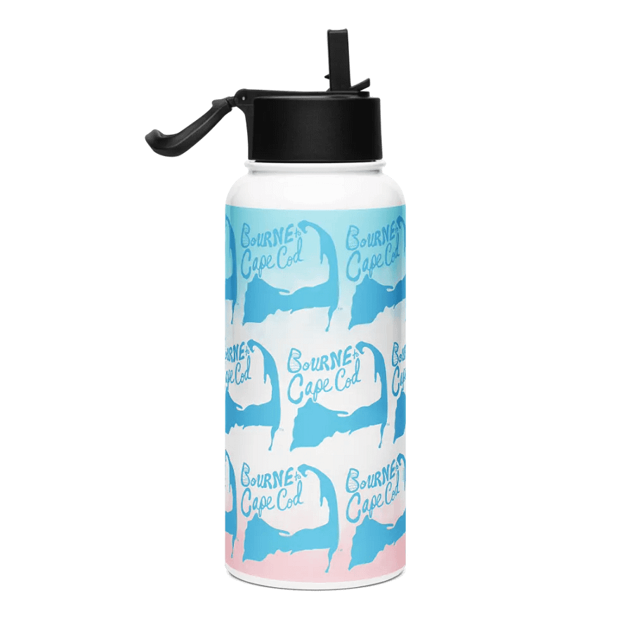 BOURNE to Cape Cod™ | Blue Repeat Logo Pattern | Stainless Steel Water Bottle | Iconic Pink, White & Blue product image (4)
