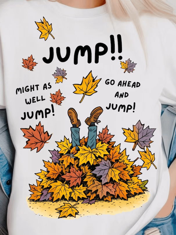 Women's Basic Softstyle T-Shirt Funny Fall Jumping in leaves Graphic product image (32)